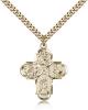 Gold Filled Franciscan 4-Way Pendant, Stainless Gold Heavy Curb Chain, 1" x 7/8"