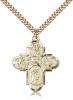 Gold Filled Franciscan 4-Way Pendant, Stainless Gold Heavy Curb Chain, 1 1/4" x 1"