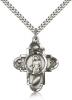 Sterling Silver St. Sebastian Pendant, Stainless Silver Heavy Curb Chain, 1 1/4" x 1"