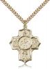 Gold Filled 5-Way Firefighter Pendant, Stainless Gold Heavy Curb Chain, 1 1/4" x 1"