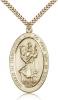 Gold Filled St. Christopher Pendant, Stainless Gold Heavy Curb Chain, 1 5/8" x 1"
