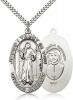 Sterling Silver Divine Mercy Pendant, Stainless Silver Heavy Curb Chain, 1 5/8" x 1"