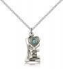 Sterling Silver Miraculous Pendant, Sterling Silver Lite Curb Chain, 3/4" x 3/8"