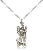 Sterling Silver St. Christopher Pendant, Sterling Silver Lite Curb Chain, 7/8" x 3/8"