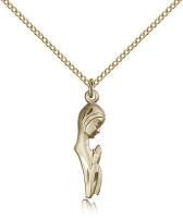Gold Filled Madonna Pendant, Gold Filled Lite Curb Chain, 1" x 1/4"