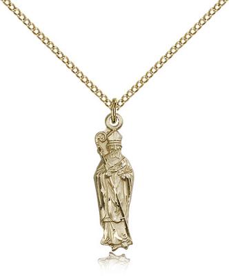 Gold Filled St. Patrick Pendant, Gold Filled Lite Curb Chain, 1" x 1/4"