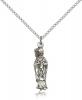Sterling Silver St. Patrick Pendant, Sterling Silver Lite Curb Chain, 1" x 1/4"