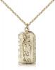 Gold Filled St. Patrick Pendant, Gold Filled Lite Curb Chain, 1" x 3/8"