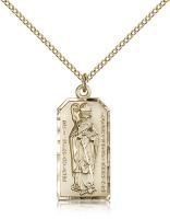 Gold Filled St. Patrick Pendant, Gold Filled Lite Curb Chain, 1" x 3/8"