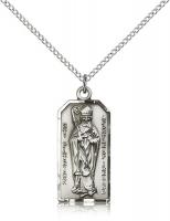 Sterling Silver St. Patrick Pendant, Sterling Silver Lite Curb Chain, 1" x 3/8"