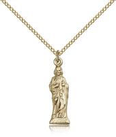 Gold Filled St. Jude Pendant, Gold Filled Lite Curb Chain, 7/8" x 1/4"