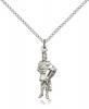 Sterling Silver St. Florain Pendant, Sterling Silver Lite Curb Chain, 1" x 3/8"