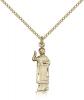 Gold Filled St. Florian Pendant, Gold Filled Lite Curb Chain, 1" x 1/4"