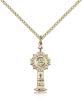Gold Filled Monstrance Pendant, Gold Filled Lite Curb Chain, 1" x 3/8"