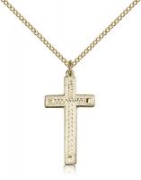 Gold Filled Cross Pendant, Gold Filled Lite Curb Chain, 1" x 1/2"