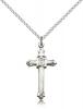 Sterling Silver Cross Pendant, Sterling Silver Lite Curb Chain, 1 1/8" x 1/2"