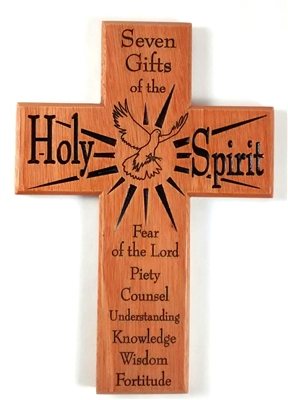 Mahogany Wood Seven Gifts of the Holy Spirit Cross CXG1156SG