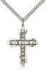 Sterling Silver Jesus Christus Cross Pendant, Stainless Silver Heavy Curb Chain, 1 3/8" x 1"