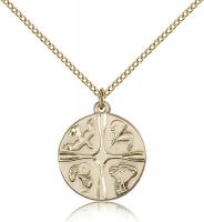 Gold Filled Christian Life Pendant, Gold Filled Lite Curb Chain, 3/4" x 3/4"