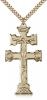 Gold Filled Caravaca Crucifix Pendant, Stainless Gold Heavy Curb Chain, 2" x 1"
