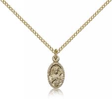 Gold Filled Our Lady of Czestochowa Pendant, Gold Filled Lite Curb Chain, 1/2" x 1/4"
