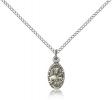 Sterling Silver Our Lady of Czestochowa Pendant, Sterling Silver Lite Curb Chain, 1/2" x 1/4"