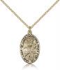 Gold Filled Our Lady of Czestochowa Pendant, Gold Filled Lite Curb Chain, 7/8" x 1/2"