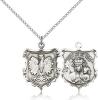Sterling Silver Our Lady of Czestochowa Pendant, Sterling Silver Lite Curb Chain, 1" x 3/4"