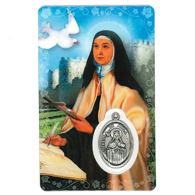 Saint Teresa of Avila Holy Card with Medal HC1006