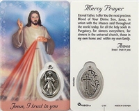 Mercy Prayer Divine Mercy Holy Card with Medal C105