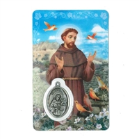 Saint Francis of Assisi Holy Card with Medal C112
