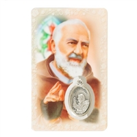 Saint Padre Pio Holy Card with Medal  C116