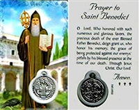 Saint Benedict Holy Card with Medal C117