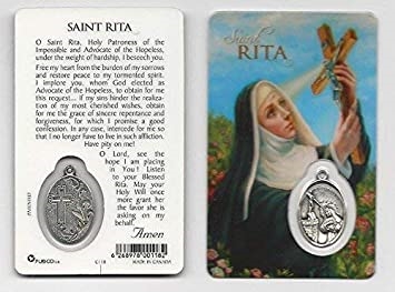 Saint Rita Holy Card with Medal C118