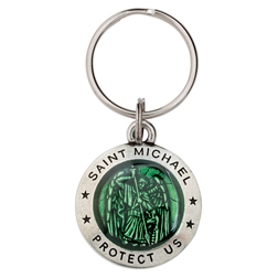 Saint Michael Solid Pewter Keychain 510-369-9702