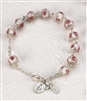 White Crystal Rosary Miraculous Medal Bracelet 108-16-5010