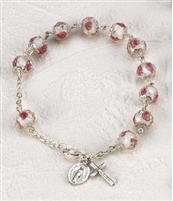 White Crystal Rosary Miraculous Medal Bracelet 108-16-5010