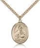 Gold Filled St. Albert the Great Pendant, Stainless Gold Heavy Curb Chain, Large Size Catholic Medal, 1" x 3/4"