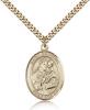 Gold Filled St. Anthony of Padua Pendant, Stainless Gold Heavy Curb Chain, Large Size Catholic Medal, 1" x 3/4"