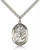 Sterling Silver St. Anthony of Padua Pendant, Stainless Silver Heavy Curb Chain, Large Size Catholic Medal, 1" x 3/4"
