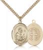 Gold Filled St. Benedict Pendant, Stainless Gold Heavy Curb Chain, Large Size Catholic Medal, 1" x 3/4"