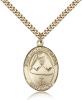 Gold Filled St. Katharine Drexel Pendant, Stainless Gold Heavy Curb Chain, Large Size Catholic Medal, 1" x 3/4"