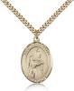 Gold Filled St. Bernadette Pendant, Stainless Gold Heavy Curb Chain, Large Size Catholic Medal, 1" x 3/4"