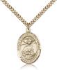 Gold Filled St. Catherine Laboure Pendant, Stainless Gold Heavy Curb Chain, Large Size Catholic Medal, 1" x 3/4"