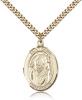 Gold Filled St. David of Wales Pendant, Stainless Gold Heavy Curb Chain, Large Size Catholic Medal, 1" x 3/4"