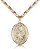 Gold Filled St. Clare of Assisi Pendant, Stainless Gold Heavy Curb Chain, Large Size Catholic Medal, 1" x 3/4"
