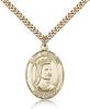 Gold Filled St. Elizabeth of Hungary Pendant, Stainless Gold Heavy Curb Chain, Large Size Catholic Medal, 1" x 3/4"