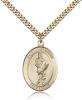 Gold Filled St. Florian Pendant, Stainless Gold Heavy Curb Chain, Large Size Catholic Medal, 1" x 3/4"