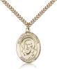Gold Filled St. Francis de Sales Pendant, Stainless Gold Heavy Curb Chain, Large Size Catholic Medal, 1" x 3/4"