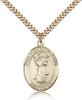 Gold Filled St. Francis of Assisi Pendant, Stainless Gold Heavy Curb Chain, Large Size Catholic Medal, 1" x 3/4"